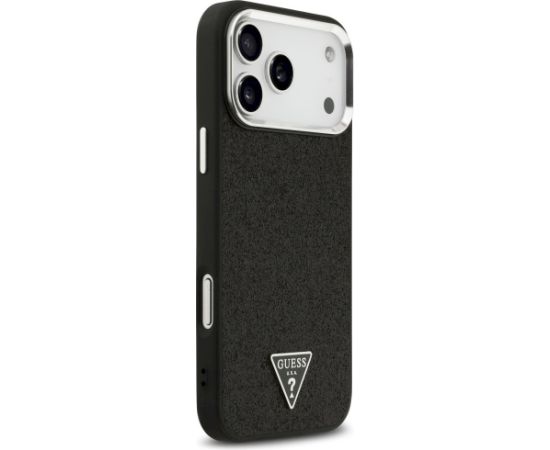 Guess Glitter Triangle Logo MagSafe Aizsargapvalks priekš iPhone 17 Pro Max / melns Neoriģinālie Maciņi