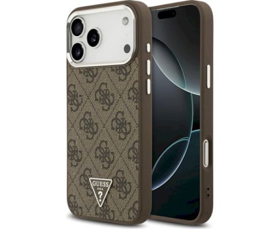 Case Guess 4G Triangle Logo MagSafe Aizsargapvalks priekš iPhone 17 Pro Max / brūns Neoriģinālie Maciņi