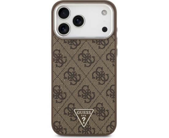 Case Guess 4G Triangle Logo MagSafe Aizsargapvalks priekš iPhone 17 Pro Max / brūns Neoriģinālie Maciņi