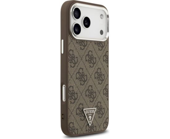 Case Guess 4G Triangle Logo MagSafe Aizsargapvalks priekš iPhone 17 Pro Max / brūns Neoriģinālie Maciņi