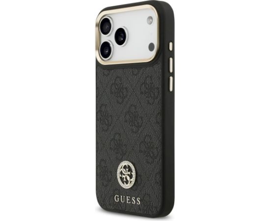 Guess 4G Srtass Logo & Big Strap Metal Buttons MagSafe Case Aizsargapvalks priekš iPhone 17 Pro Max / melns Neoriģinālie Maciņi