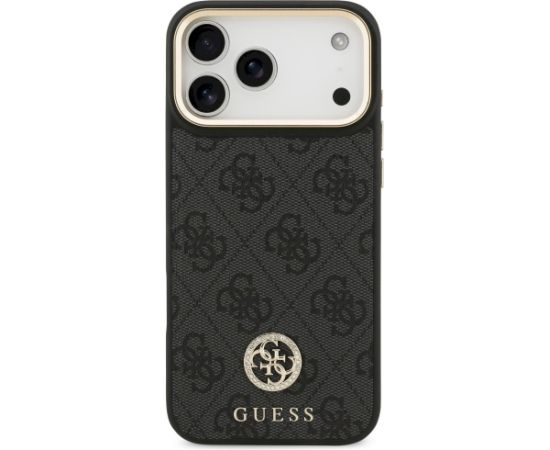 Guess 4G Srtass Logo & Big Strap Metal Buttons MagSafe Case Aizsargapvalks priekš iPhone 17 Pro Max / melns Neoriģinālie Maciņi