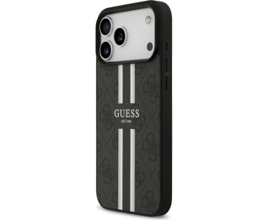 Guess 4G Printed Stripes MagSafe Case Aizsargapvalks priekš iPhone 17 Pro Max / melns Neoriģinālie Maciņi