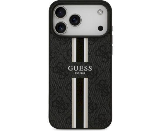 Guess 4G Printed Stripes MagSafe Case Aizsargapvalks priekš iPhone 17 Pro Max / melns Neoriģinālie Maciņi