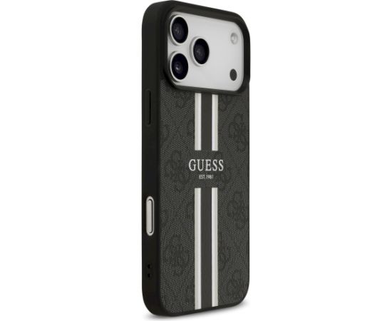 Guess 4G Printed Stripes MagSafe Case Aizsargapvalks priekš iPhone 17 Pro Max / melns Neoriģinālie Maciņi