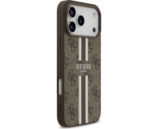 Guess 4G Printed Stripes MagSafe Case Aizsargapvalks priekš iPhone 17 Pro Max / brūns Neoriģinālie Maciņi