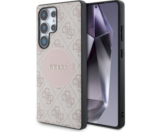 Guess 4G Round Patch Classic Logo MagSafe Aizsargapvalks priekš Samsung Galaxy S25 Ultra / rozā Neoriģinālie Maciņi