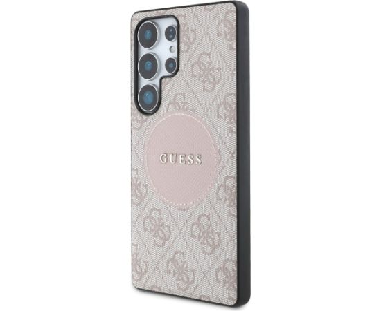 Guess 4G Round Patch Classic Logo MagSafe Aizsargapvalks priekš Samsung Galaxy S25 Ultra / rozā Neoriģinālie Maciņi