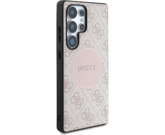 Guess 4G Round Patch Classic Logo MagSafe Aizsargapvalks priekš Samsung Galaxy S25 Ultra / rozā Neoriģinālie Maciņi