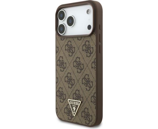 Guess 4G Strap Triangle Logo MagSafe Aizsargapvalks priekš iPhone 17 Pro Max / brūns Neoriģinālie Maciņi