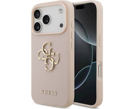 Guess Grained Big 4G & Classic Logo Case Aizsargapvalks priekš iPhone 17 Pro / rozā Neoriģinālie Maciņi