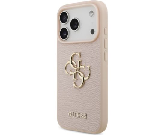 Guess Grained Big 4G & Classic Logo Case Aizsargapvalks priekš iPhone 17 Pro / rozā Neoriģinālie Maciņi