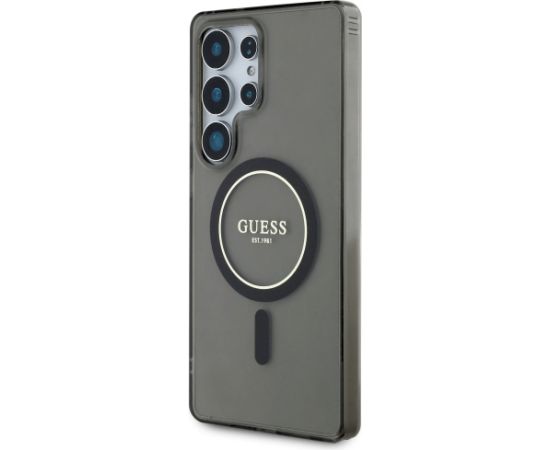 Guess Glitter Circle Classic Logo MagSafe Aizsargapvalks priekš Samsung Galaxy S25 Ultra / melns Neoriģinālie Maciņi