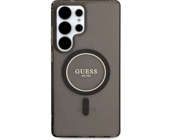 Guess Glitter Circle Classic Logo MagSafe Aizsargapvalks priekš Samsung Galaxy S25 Ultra / melns Neoriģinālie Maciņi