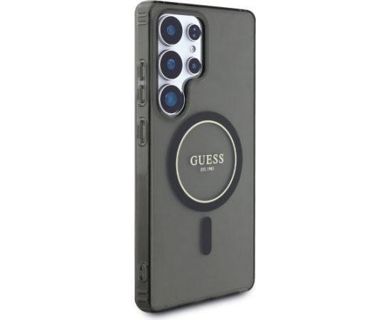 Guess Glitter Circle Classic Logo MagSafe Aizsargapvalks priekš Samsung Galaxy S25 Ultra / melns Neoriģinālie Maciņi