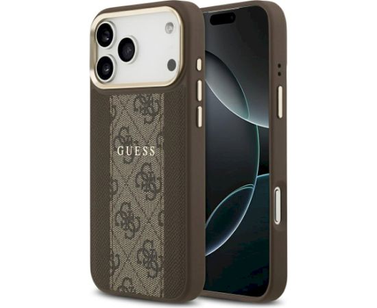 Guess 4G Stripe MagSafe Case Aizsargapvalks priekš iPhone 17 Pro Max / brūns Neoriģinālie Maciņi