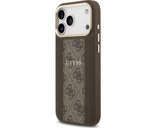 Guess 4G Stripe MagSafe Case Aizsargapvalks priekš iPhone 17 Pro Max / brūns Neoriģinālie Maciņi
