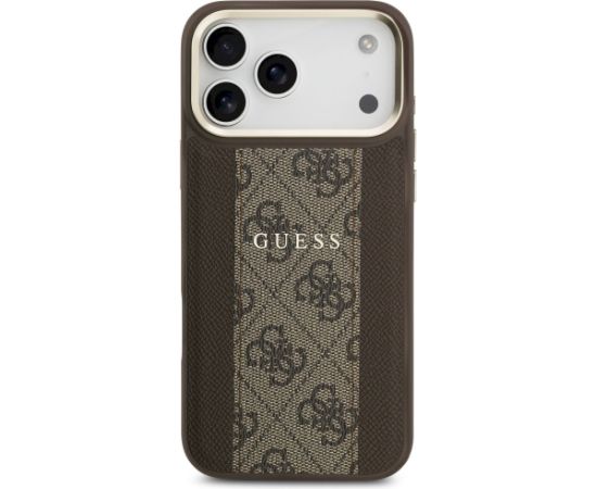 Guess 4G Stripe MagSafe Case Aizsargapvalks priekš iPhone 17 Pro Max / brūns Neoriģinālie Maciņi