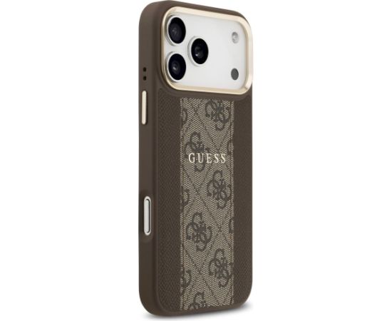 Guess 4G Stripe MagSafe Case Aizsargapvalks priekš iPhone 17 Pro Max / brūns Neoriģinālie Maciņi