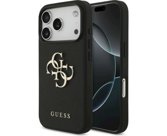 Guess Grained Big 4G & Classic Logo case Aizsargapvalks priekš iPhone 17 Pro / melns Neoriģinālie Maciņi