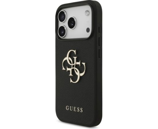 Guess Grained Big 4G & Classic Logo case Aizsargapvalks priekš iPhone 17 Pro / melns Neoriģinālie Maciņi
