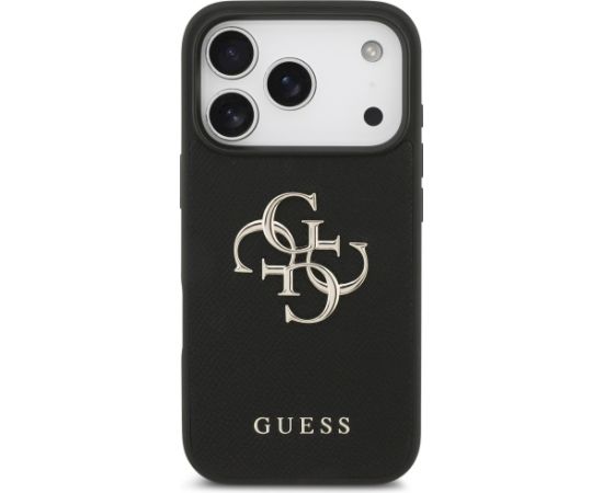Guess Grained Big 4G & Classic Logo case Aizsargapvalks priekš iPhone 17 Pro / melns Neoriģinālie Maciņi