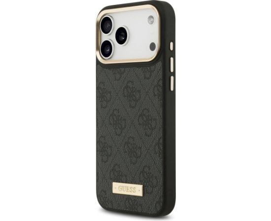 Guess 4G Logo Plate MagSafe Case Aizsargapvalks priekš iPhone 17 Pro Max / melns Neoriģinālie Maciņi