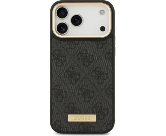 Guess 4G Logo Plate MagSafe Case Aizsargapvalks priekš iPhone 17 Pro Max / melns Neoriģinālie Maciņi