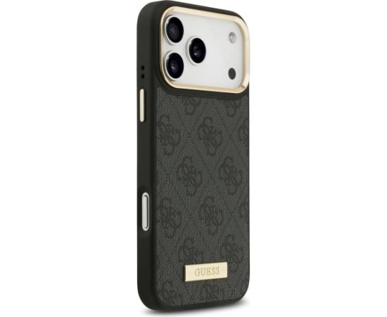 Guess 4G Logo Plate MagSafe Case Aizsargapvalks priekš iPhone 17 Pro Max / melns Neoriģinālie Maciņi
