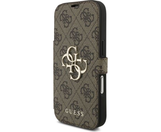 Guess Book 4G Metal Logo Case Aizsargapvalks priekš iPhone 17 Pro / brūns Neoriģinālie Maciņi