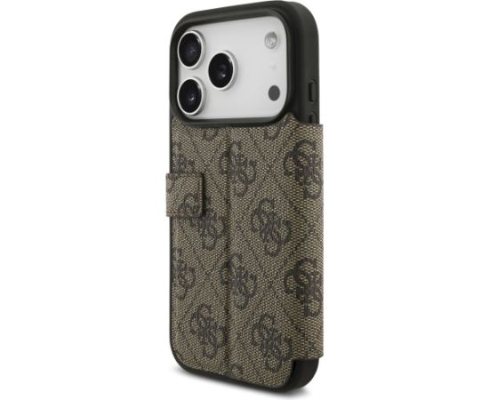 Guess Book 4G Metal Logo Case Aizsargapvalks priekš iPhone 17 Pro / brūns Neoriģinālie Maciņi