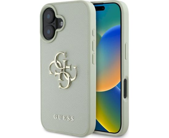 Guess Grained Big 4G Logo Small Classic Logo Case Aizsargapvalks priekš iPhone 16 / zaļš Neoriģinālie Maciņi
