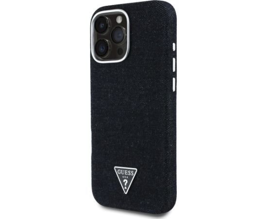 Case Guess Denim Triangle Logo MagSafe Aizsargapvalks priekš iPhone 16 Pro Max / melns Neoriģinālie Maciņi