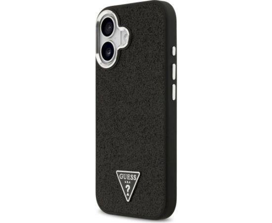Case Guess Glitter Triangle Logo MagSafe Aizsargapvalks priekš iPhone 17 / melns Neoriģinālie Maciņi