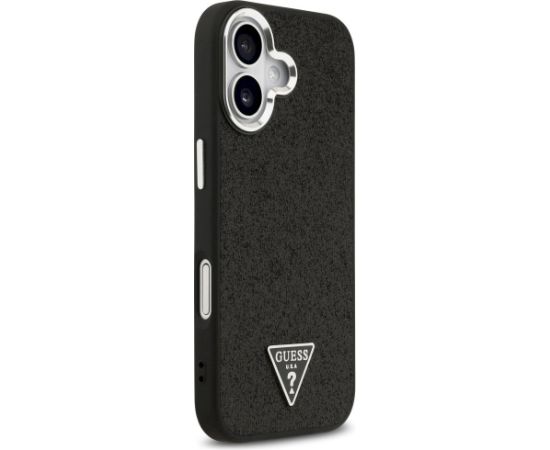 Case Guess Glitter Triangle Logo MagSafe Aizsargapvalks priekš iPhone 17 / melns Neoriģinālie Maciņi