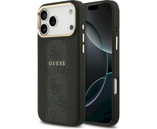 Guess 4G Stripe MagSafe Case Aizsargapvalks priekš iPhone 17 Pro Max / melns Neoriģinālie Maciņi