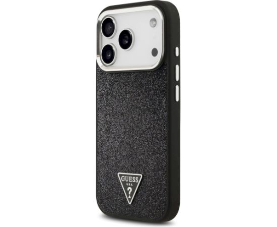 Case Guess Glitter Triangle Logo MagSafe Aizsargapvalks priekš iPhone 17 Pro / melns Neoriģinālie Maciņi