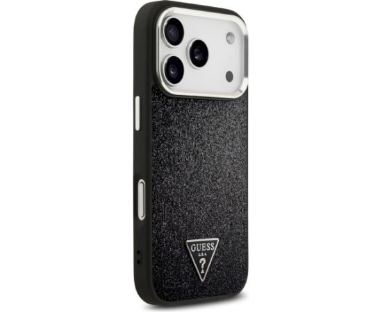 Case Guess Glitter Triangle Logo MagSafe Aizsargapvalks priekš iPhone 17 Pro / melns Neoriģinālie Maciņi
