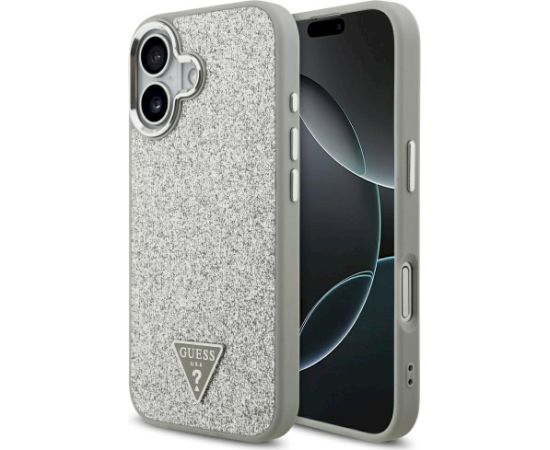 Case Guess Glitter Triangle Logo MagSafe Aizsargapvalks priekš iPhone 17 / sudrabs Neoriģinālie Maciņi