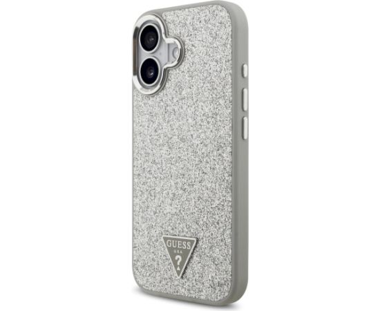 Case Guess Glitter Triangle Logo MagSafe Aizsargapvalks priekš iPhone 17 / sudrabs Neoriģinālie Maciņi