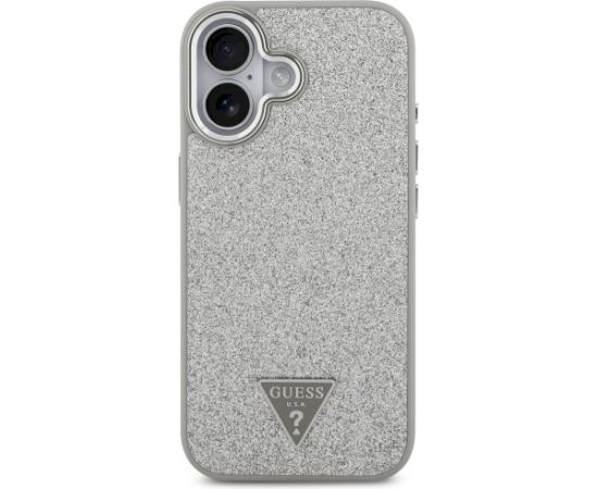 Case Guess Glitter Triangle Logo MagSafe Aizsargapvalks priekš iPhone 17 / sudrabs Neoriģinālie Maciņi