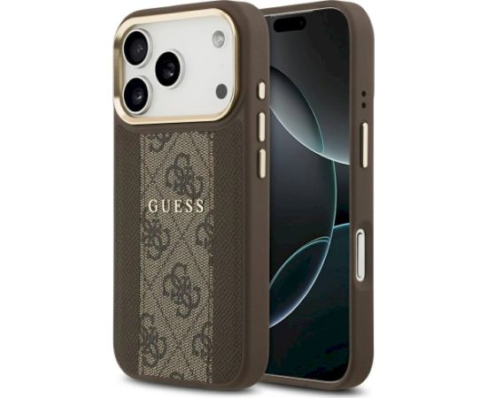 Guess 4G Stripe MagSafe Case Aizsargapvalks priekš iPhone 17 Pro / brūns Neoriģinālie Maciņi