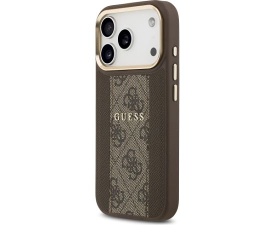 Guess 4G Stripe MagSafe Case Aizsargapvalks priekš iPhone 17 Pro / brūns Neoriģinālie Maciņi