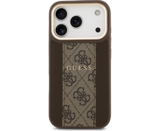 Guess 4G Stripe MagSafe Case Aizsargapvalks priekš iPhone 17 Pro / brūns Neoriģinālie Maciņi