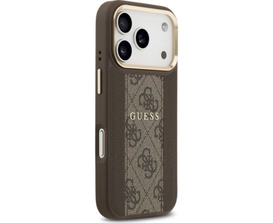 Guess 4G Stripe MagSafe Case Aizsargapvalks priekš iPhone 17 Pro / brūns Neoriģinālie Maciņi