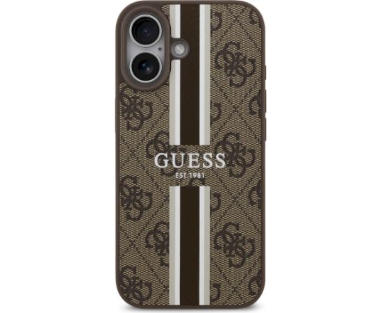 Guess 4G Printed Stripes MagSafe Case Aizsargapvalks priekš iPhone 17 / brūns Neoriģinālie Maciņi