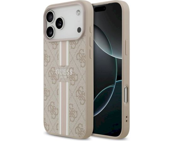 Case Guess 4G Printed Stripes MagSafe Aizsargapvalks priekš iPhone 17 Pro Max / rozā Neoriģinālie Maciņi