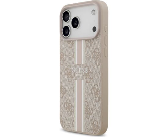 Case Guess 4G Printed Stripes MagSafe Aizsargapvalks priekš iPhone 17 Pro Max / rozā Neoriģinālie Maciņi