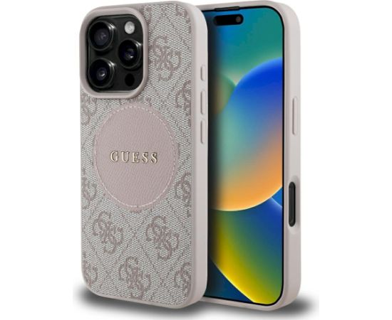 Case Guess 4G Circle Classic Logo MagSafe Aizsargapvalks priekš iPhone 16 Pro / rozā Neoriģinālie Maciņi