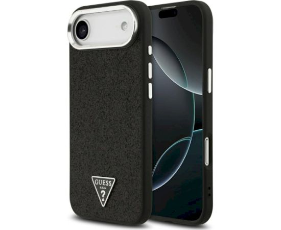 Case Guess Glitter Triangle Logo MagSafe Aizsargapvalks priekš iPhone Air / melns Neoriģinālie Maciņi